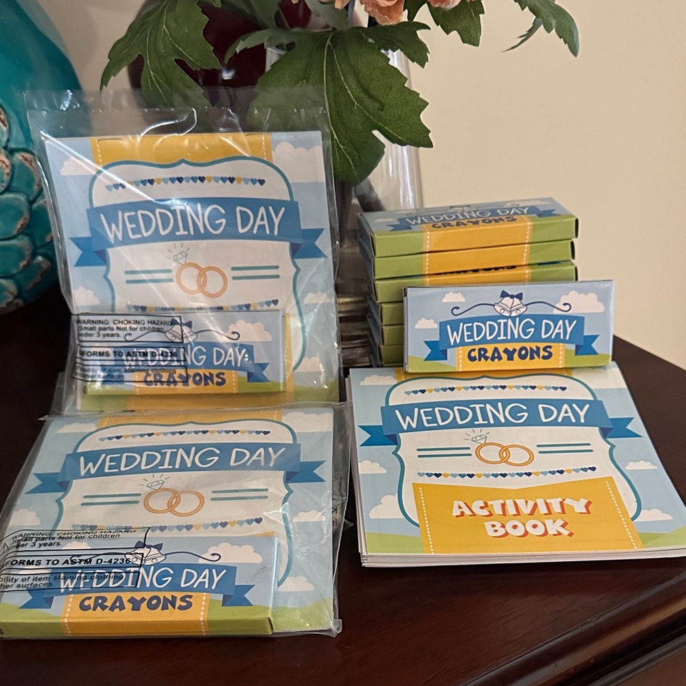 New 24 piece Wedding Day Crayons and Activity Books
